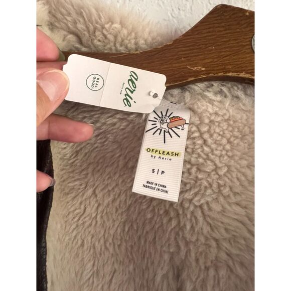 New Aerie Offleash By Aerie Leather Sherpa Dog Vest - Deep Earth - Size Small - Picture 10 of 12